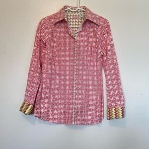 Tizzie full button down collard cotton Lycra incredible cuff detail shirt